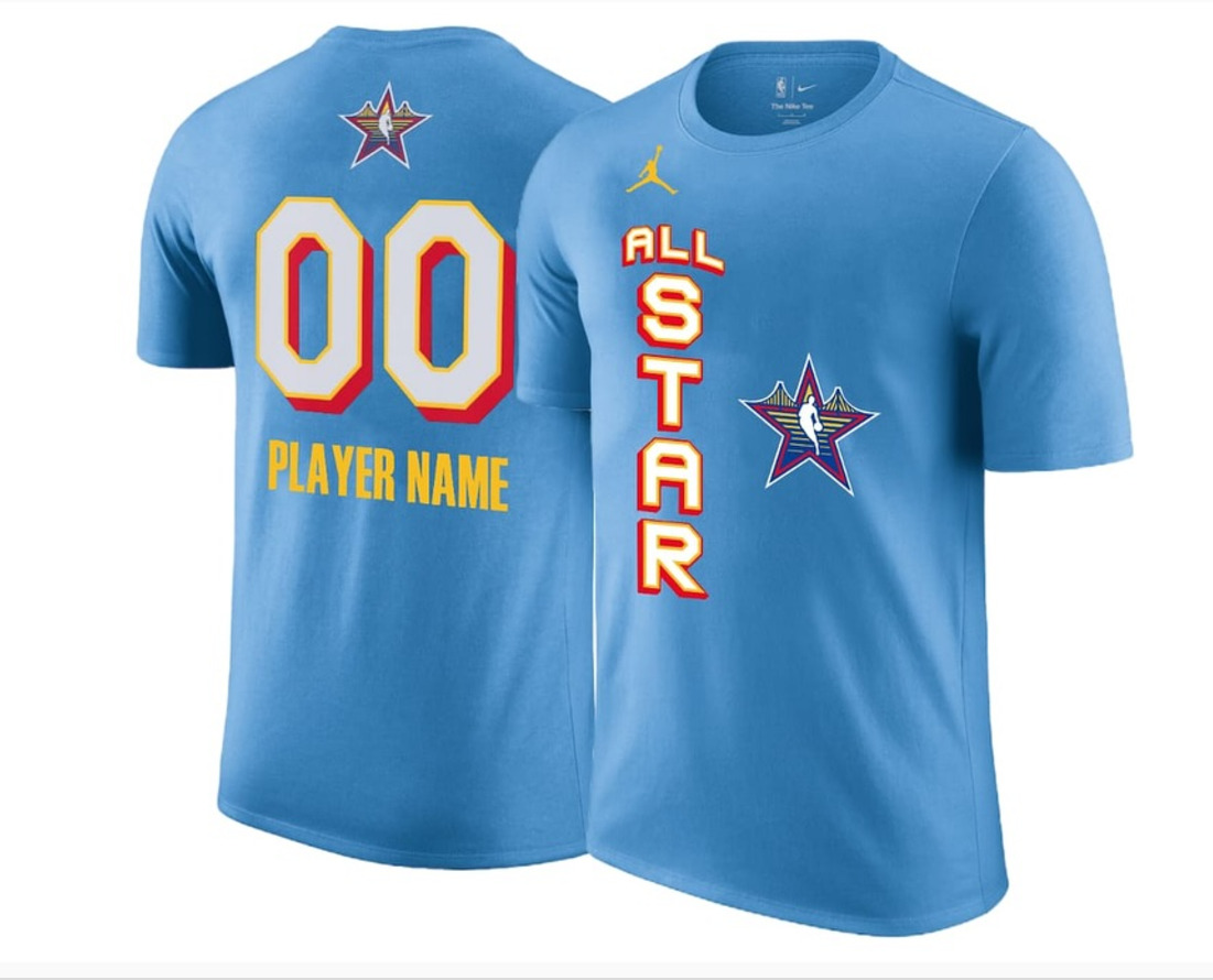 Men Custom 2025 NBA all Star blue T Shirt